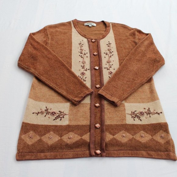 #093 Vintage Angora Wool grandma sweater size L - Picture 6 of 14